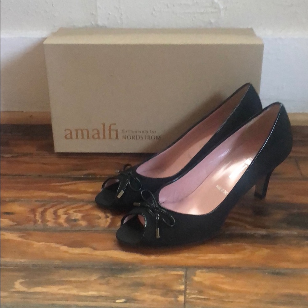 AMALFI Italian Black peep toe pumps sz 7.5